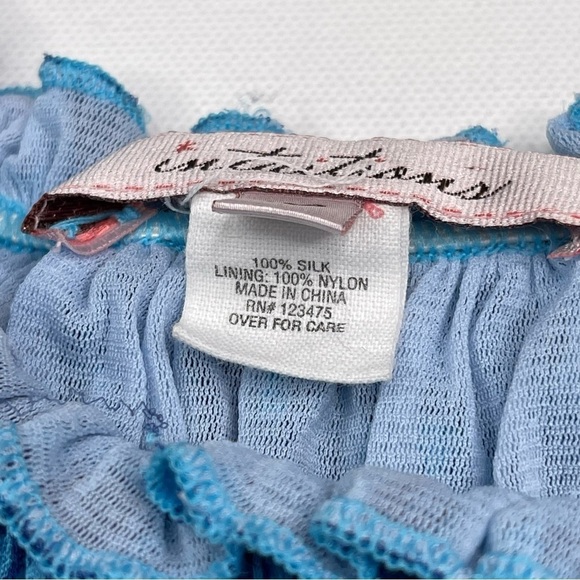 Y2K Babydoll Top Tank Silk Fairy Cottagecore Whimsigoth Romantic Milkmaid Blue - Picture 11 of 14